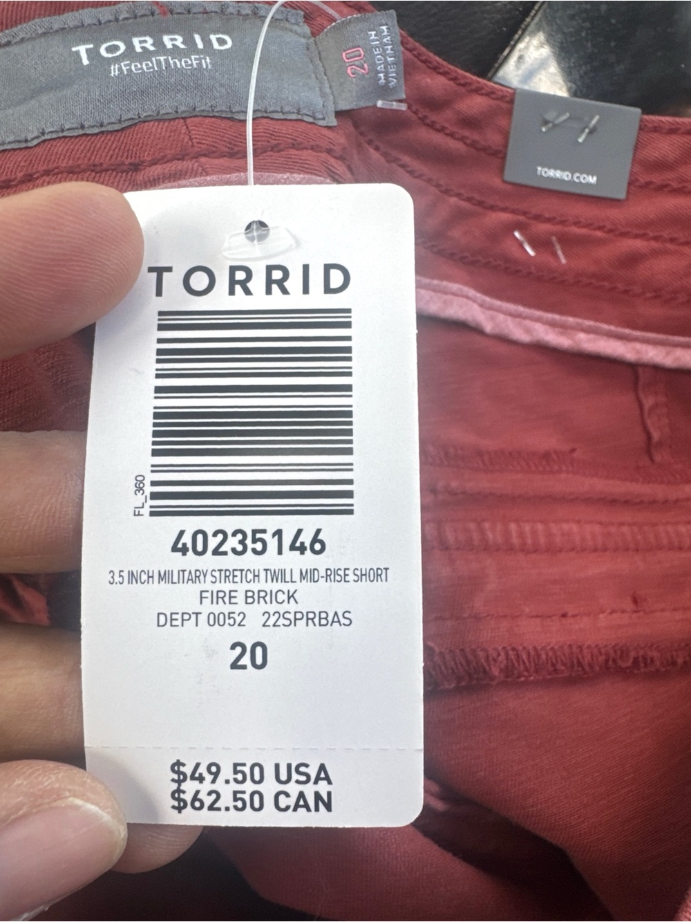 NWT Torrid Fire Brick Military Stretch Twill Mid-Rise Shorts Size 20 - Picture 5 of 7